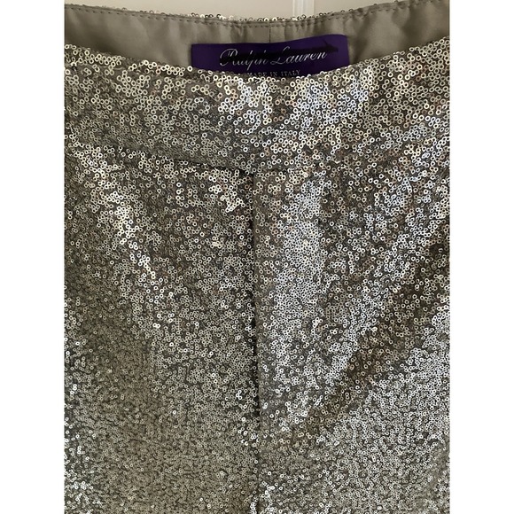 RALPH LAUREN COLLECTION PURPLE LABEL Welles SILVER SEQUIN Wide Leg Pants Size 12 - Picture 6 of 15
